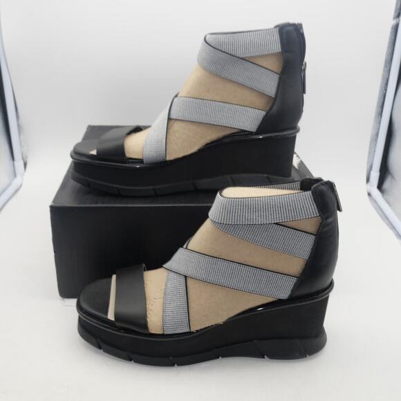 NEW Sorel Joanie III Sport Strap Wedge Sandals Women's 9 Black White - Picture 2 of 8